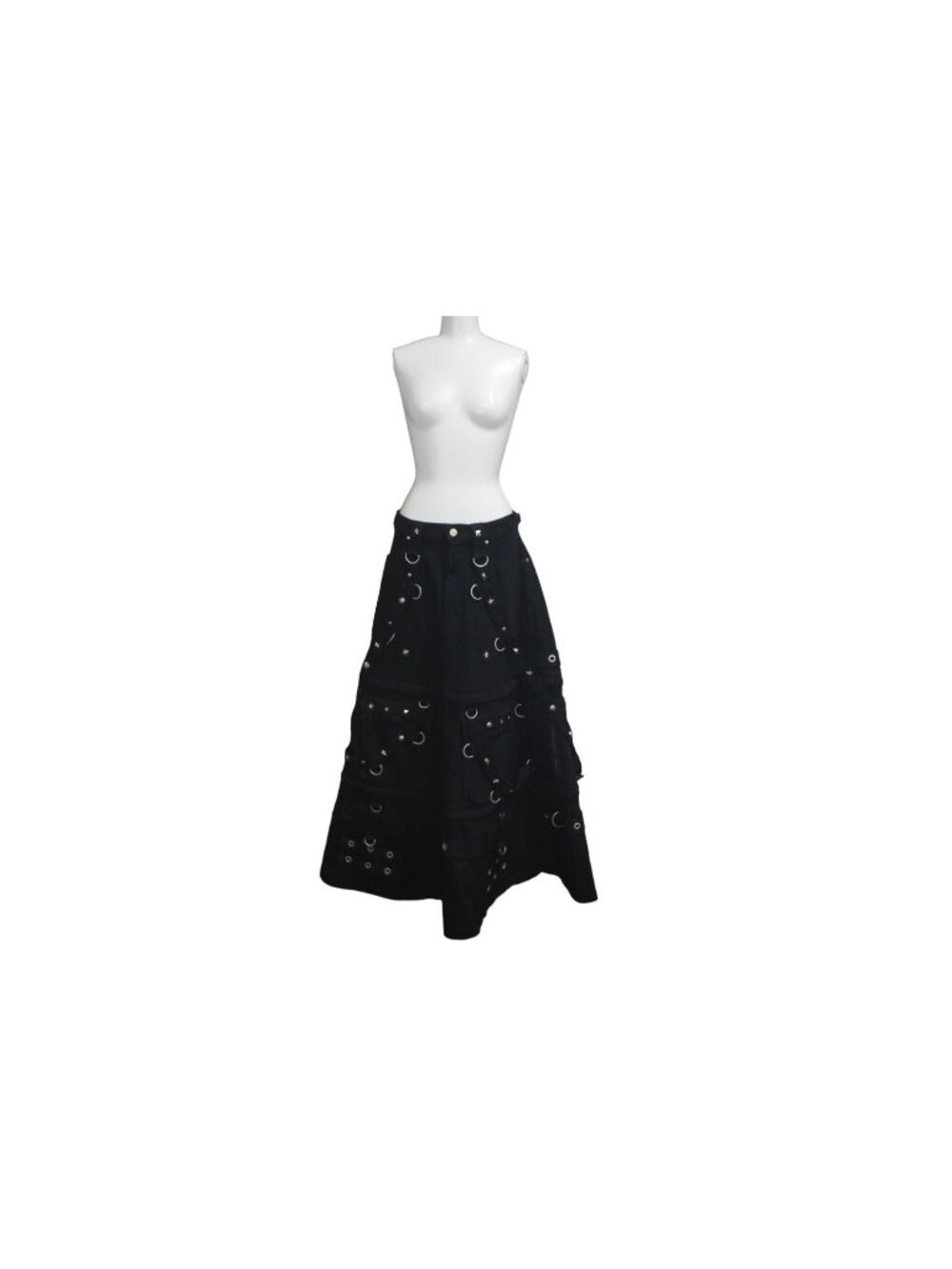 Balenciaga Maxi River Skirt Black Denim 34